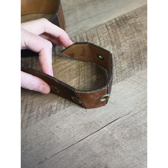 Vtg Yves Saint Laurent Patchwork Suede Split Cowhide Chunky Statement Belt Boho main image 10